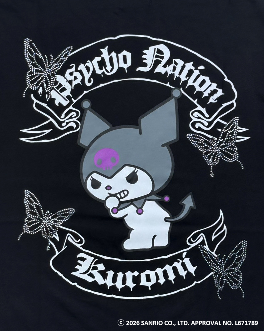 【PSYCHO NATION × KUROMI】バタフライストーンTEE(726811)