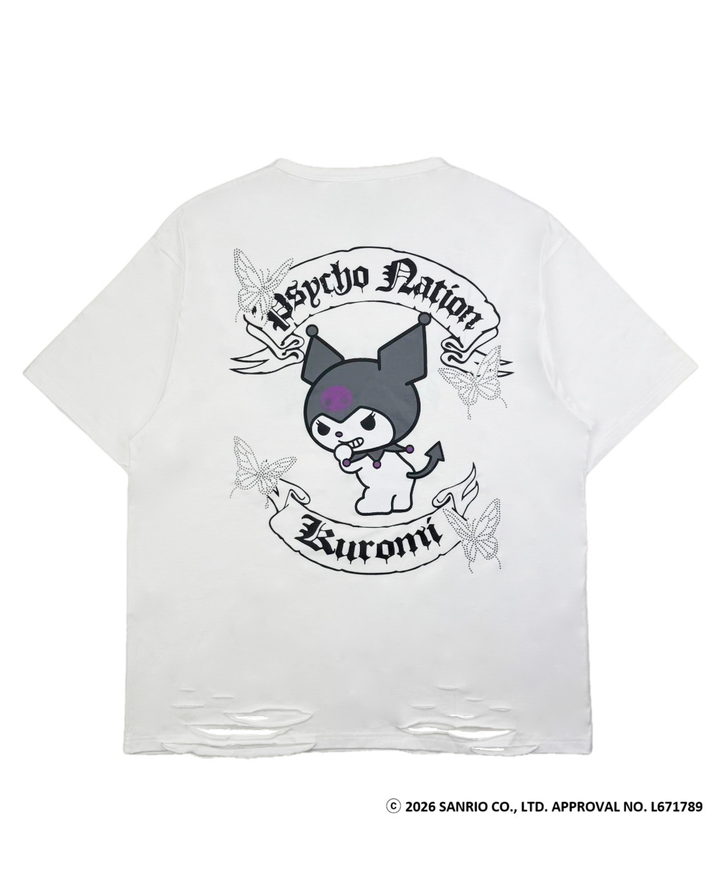 【PSYCHO NATION × KUROMI】バタフライストーンTEE(726811)