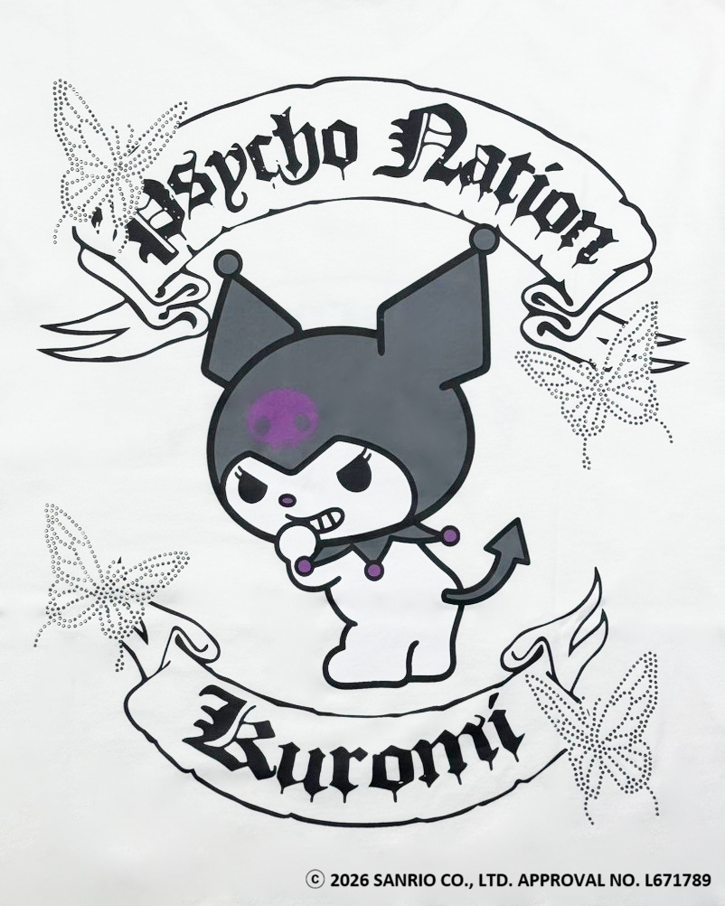 【PSYCHO NATION × KUROMI】バタフライストーンTEE(726811)