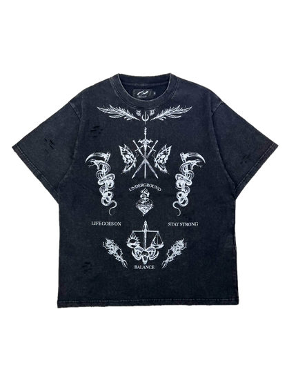【P.N UNDERGROUND】TATTOOダメージTEE (726405)